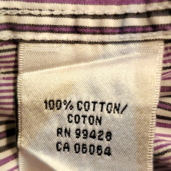 👕 BUGATCHI UOMO XL PURPLE & WHITE EMBROIDERED STRIP LONGSLEVE BUTTONDOWN SHIRT - Picture 4 of 6